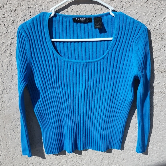 Express Vibrant Blue Knit Top - Picture 5 of 5